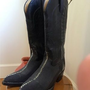 Genuine stingray and leather cowboy boots